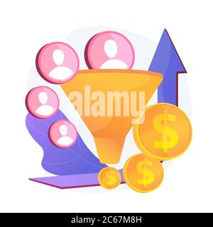 Sales funnel and lead generation vector concept metaphor. Stock Vector