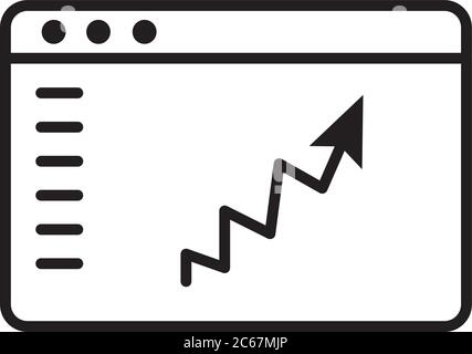 webpage with arrow statistic line style vector illustration design Stock Vector