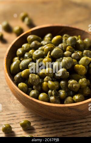 Organic Pickled Canned Capers in a Bowl Stock Photo