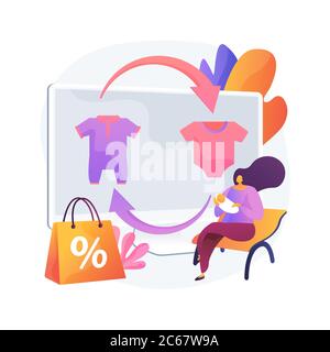 Baby clothes trade-in abstract concept vector illustration. Stock Vector