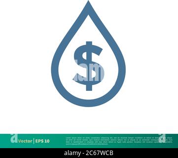 Drop Water Dollar Sign Icon Vector Logo Template Illustration Design. Editable Vector EPS 10. Stock Vector
