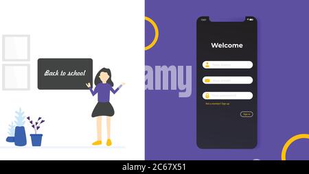 Online school courses application registration Stock Vector