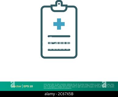 Clipboard Form, Medical Document, Healthcare Icon Vector Logo Template Illustration Design. Editable Vector EPS 10. Stock Vector