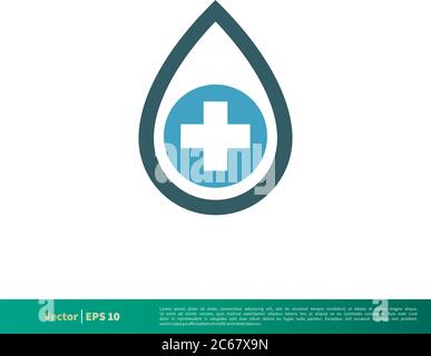 Drop and Cross Medical, Healthcare Icon Vector Logo Template Illustration Design. Editable Vector EPS 10. Stock Vector