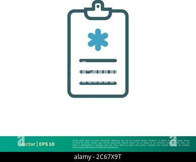 Clipboard Form, Medical Document, Healthcare Icon Vector Logo Template Illustration Design. Editable Vector EPS 10. Stock Vector