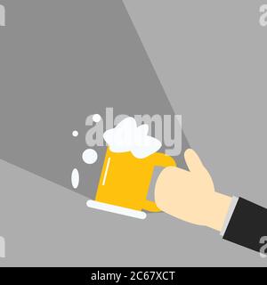 Man holding a yellow beer mug Stock Vector