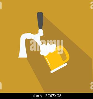 Filling beer mug with drink from crane Stock Vector