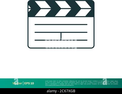 Movie Clapper Board Icon Vector Logo Template Illustration Design. Editable Vector EPS 10. Stock Vector