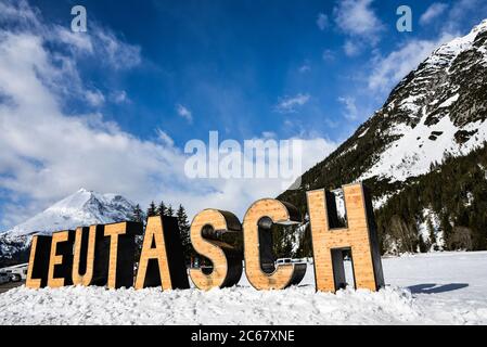 Cross-country skiing on the large network of trails near Leutasch, Austria, in the Seefeld region. Stock Photo