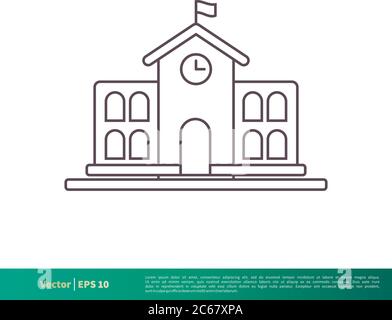School Building Icon Vector Logo Template Illustration Design. Editable Vector EPS 10. Stock Vector