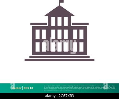 School Building Icon Vector Logo Template Illustration Design. Editable Vector EPS 10. Stock Vector