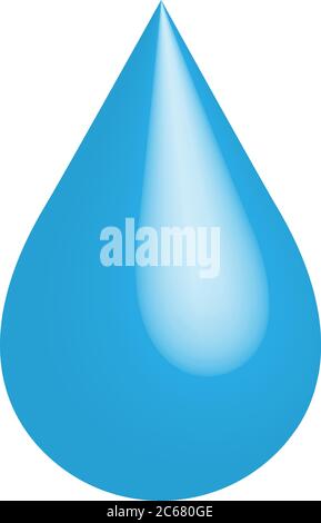 Blue water drop isolated on white background. 3D glossy vector object. Stock Vector