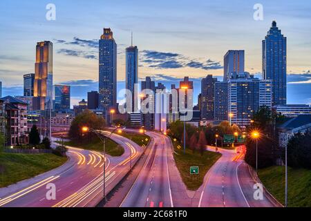 Sunset over downtown Atlanta, Georgia, USA Stock Photo