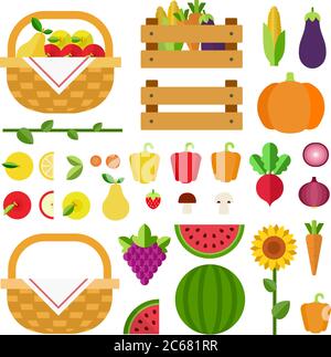 Set of Summer Products icons flat vector Stock Vector