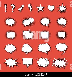 Speak Bubble icons flat vector illustration on red background Stock Vector