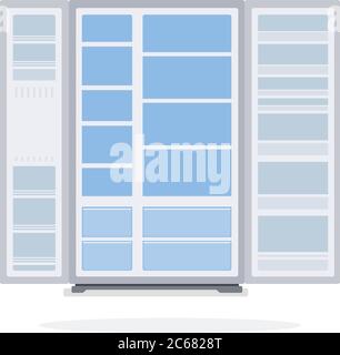 Open empty fridge flat isolated Stock Vector