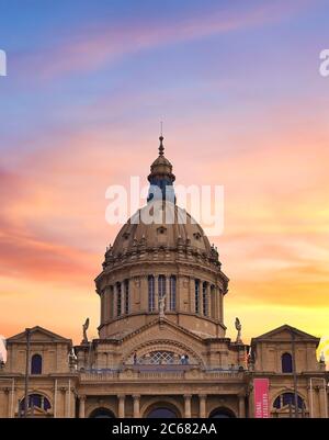 June 15, 2019 - Barcelona, Spain - The Palau Nacional, or National Palace, located on Mount Montjuic located in Barcelona, Spain. Stock Photo