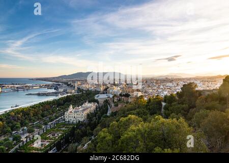 City View from Mirador de Gibralfaro - Málaga, Spain Stock Photo