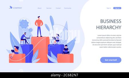 Business hierarchy concept landing page. Stock Vector