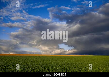 Storm clearing over agricultural fields, Baden-Wurttemberg, Germany Stock Photo