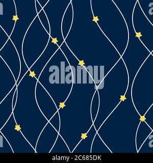 Abstract Night Seamless Pattern Background with Stars. Vector Illustration Stock Vector