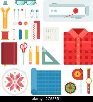 Set of Handmade Seamstress icons flat vector Stock Vector