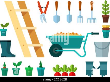 Set of Garbage and Garden icons flat vector Stock Vector