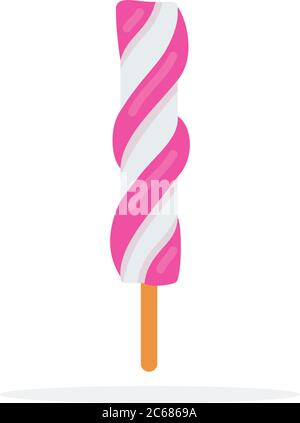 Strawberry Ice cream flat isolated Stock Vector