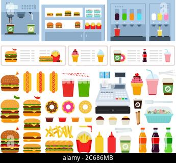 Set of Dining room icons flat vector Stock Vector