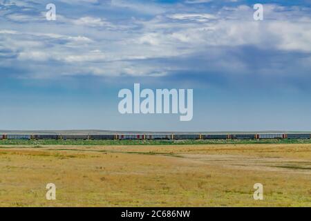 Railcars on siding, Colorado USA Stock Photo