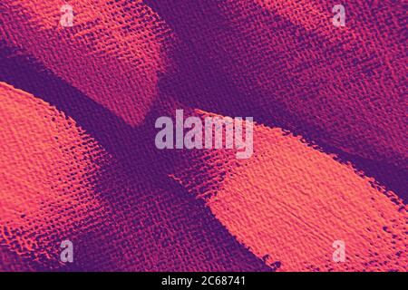 bright pink orange random paint strokes on magenta purple canvas for vivid artistic abstract background Stock Photo