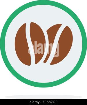 Logotype coffee beans in a green circle vector flat isolated Stock Vector