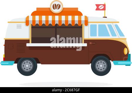 Coffee shop on wheels vector flat isolated Stock Vector