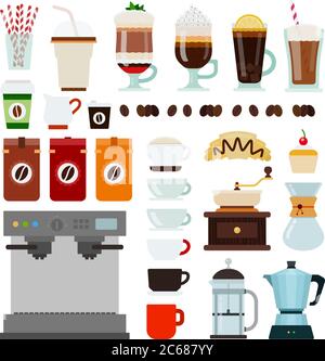 Set of Coffee shop icons flat vector Stock Vector