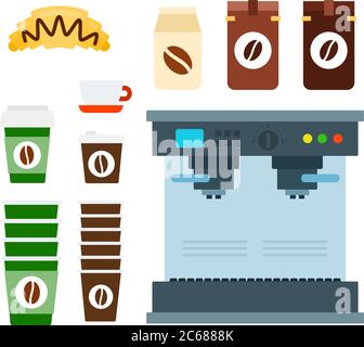 Coffee machine vector flat material design isolated object on white background. Stock Vector