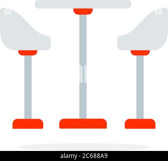 Restaurant table and chairs vector flat material design isolated object on white background. Stock Vector