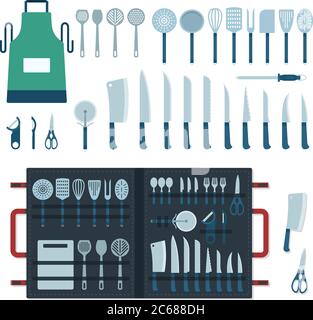 Kitchen tools in a row Stock Vector