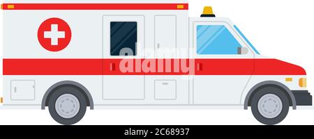 Ambulance car vector flat material design isolated object on white background. Stock Vector