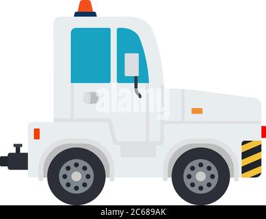 Airport tractor vector flat material design isolated object on white background. Stock Vector