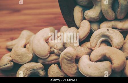 Close up Cashew nuts; Food Background Stock Photo