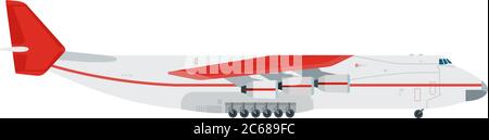 Red aircraft vector flat material design isolated object on white background. Stock Vector