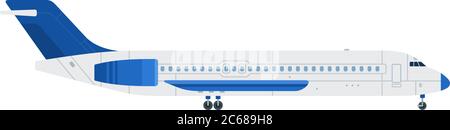 Blue plane vector flat material design isolated object on white background. Stock Vector