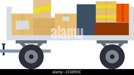 Luggage cart vector flat material design isolated object on white background. Stock Vector