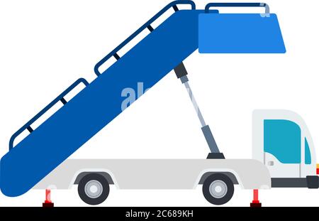Airport Ladder on wheels vector flat material design isolated object on white background. Stock Vector