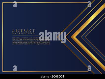 Abstract triangle shape luxury design blue and gold color overlap layer style. vector illustration. Stock Vector