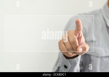 hand touching digital icon on touch screen.Business concepts and computer technology. Stock Photo