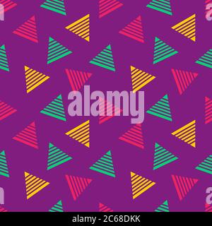 colorful abstract geometric stripe line triangle seamless pattern background Stock Vector
