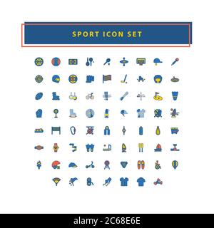 vector of sport icon set with filled outline style design Stock Vector