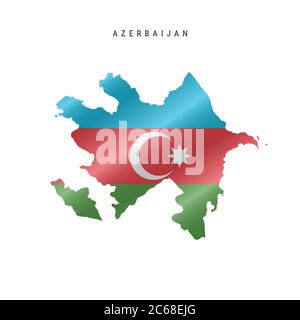 Detailed waving flag map of Azerbaijan. Vector map with masked flag. Stock Vector