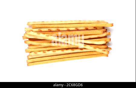 Pile of pretzel sticks isolated on white background Stock Photo